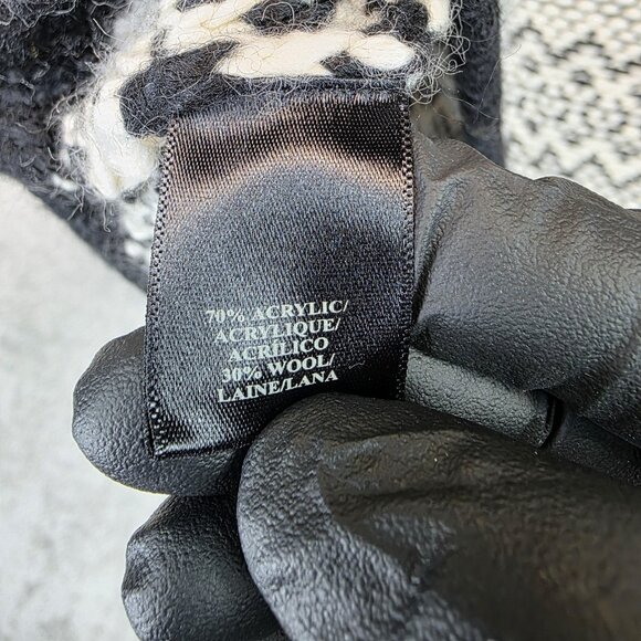 Ann Taylor Sweater Womens XS Black White Wool Blend Crewneck Hi Low Pattern Knit - Picture 9 of 11